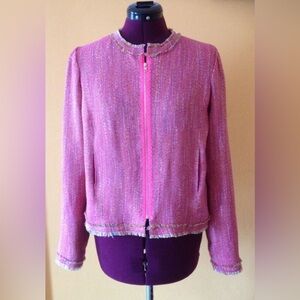 Pink Wool Cotton Tweed Jacket